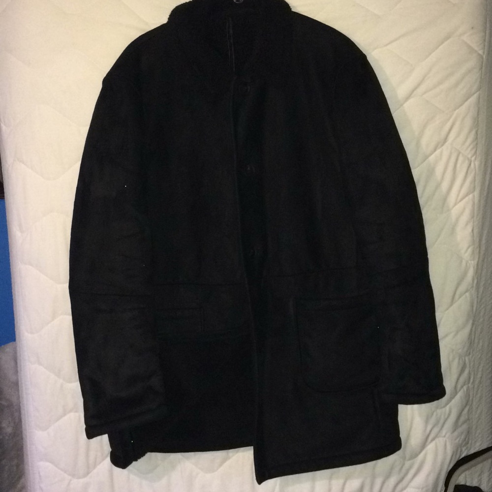 LAUREN micro fiber suede mid-lgth faux fleece jkt